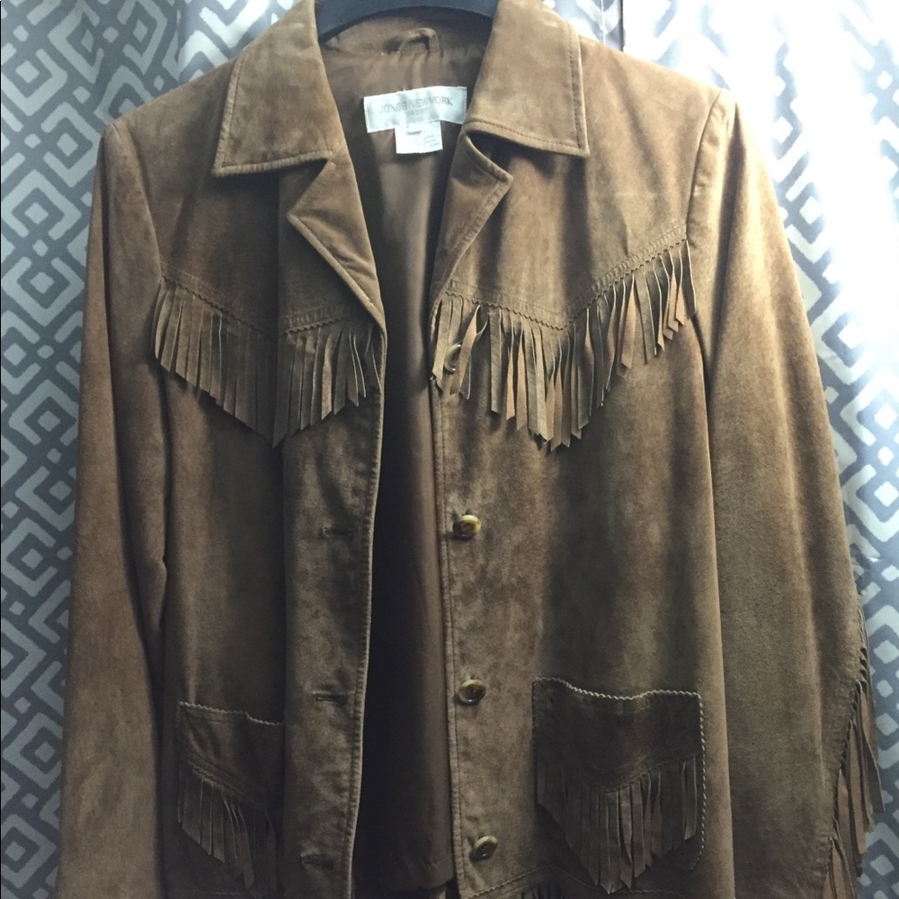 Genuine leather suede fringe jacket